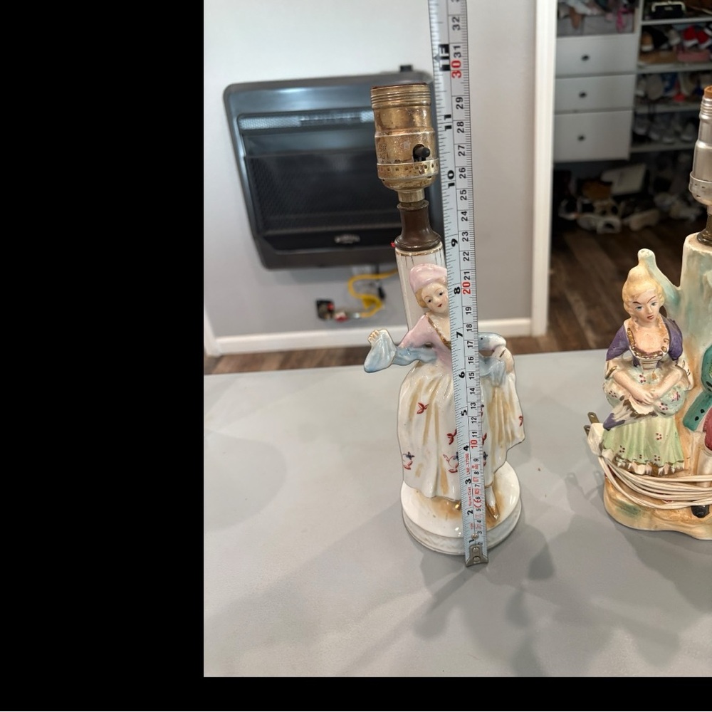 Antique WWII Occupied Japan Colonial Lady Porcelain Figurine Lamp Vintage EUC - Picture 14 of 16